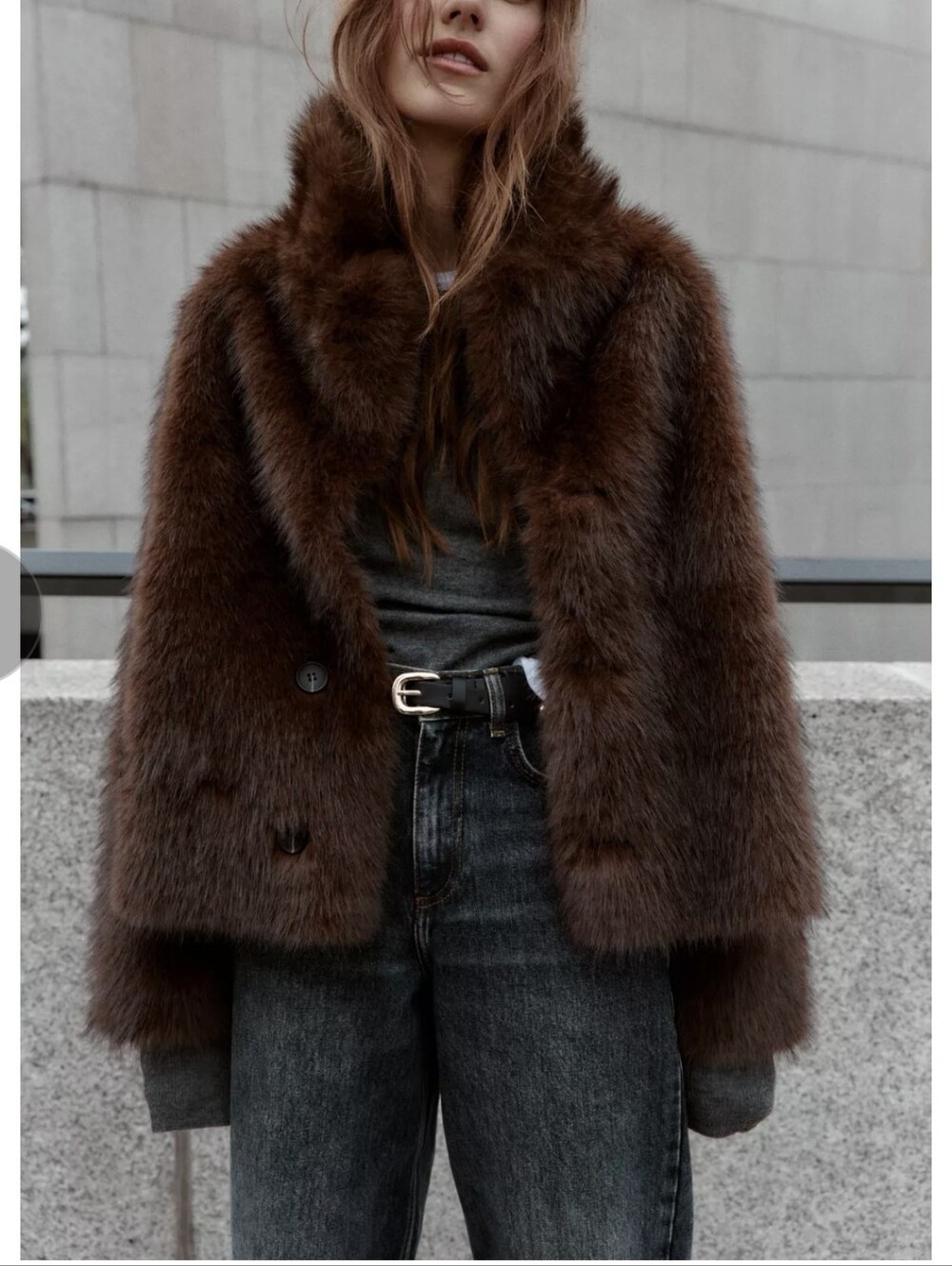 Zara REVERSIBLE DOUBLE FACED FAUX FUR JACKET (XS)